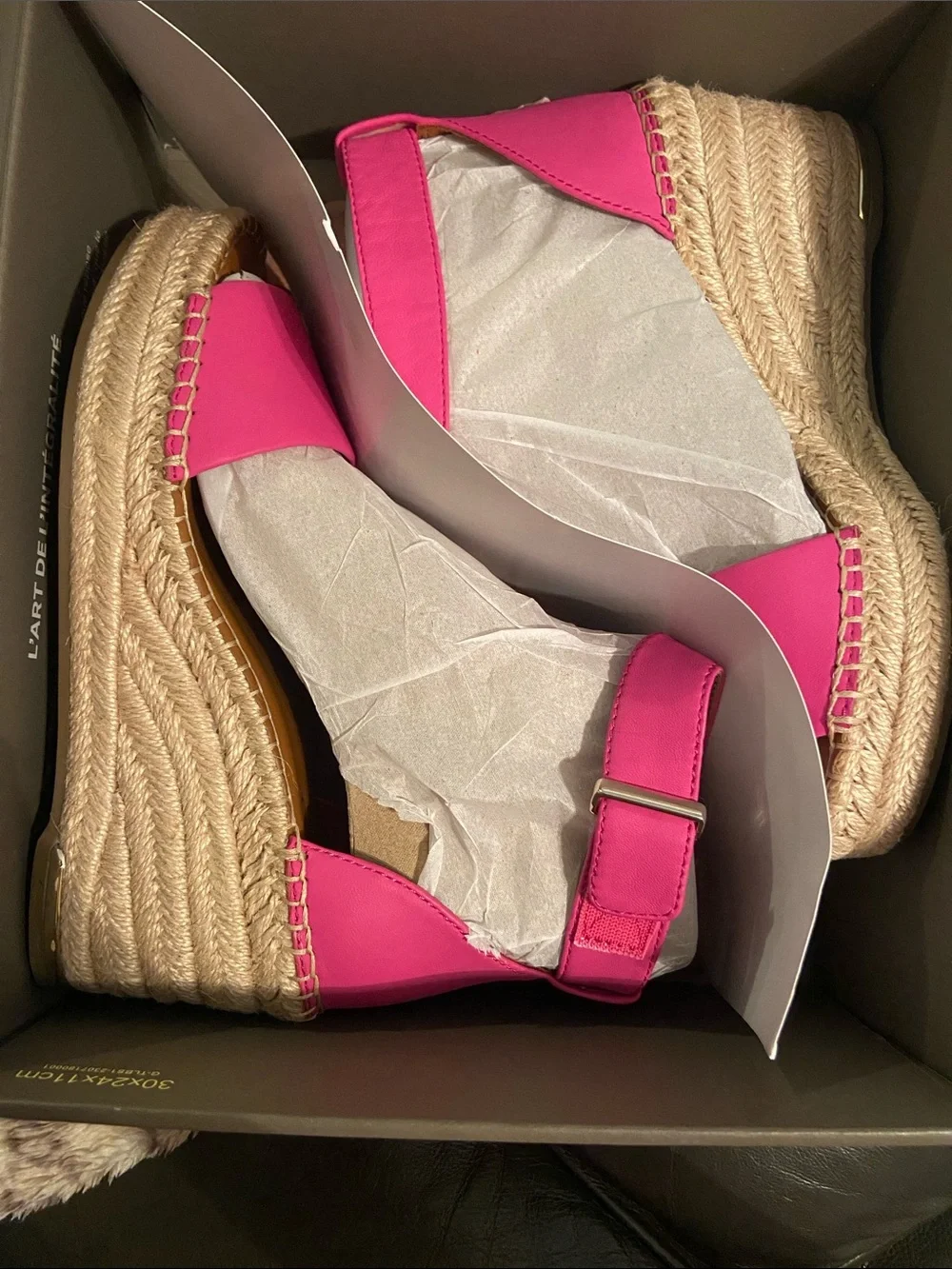 Franco Sarto Hot Pink Jute Espadrille Wedge Sandals